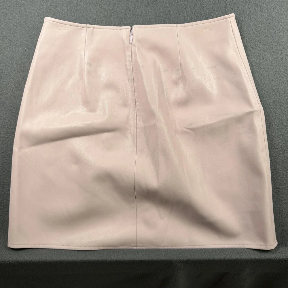 L'AGENCE Skirt Womens 4 Pink Vegan Leather Button Front Pockets Lined Mini - Picture 10 of 12